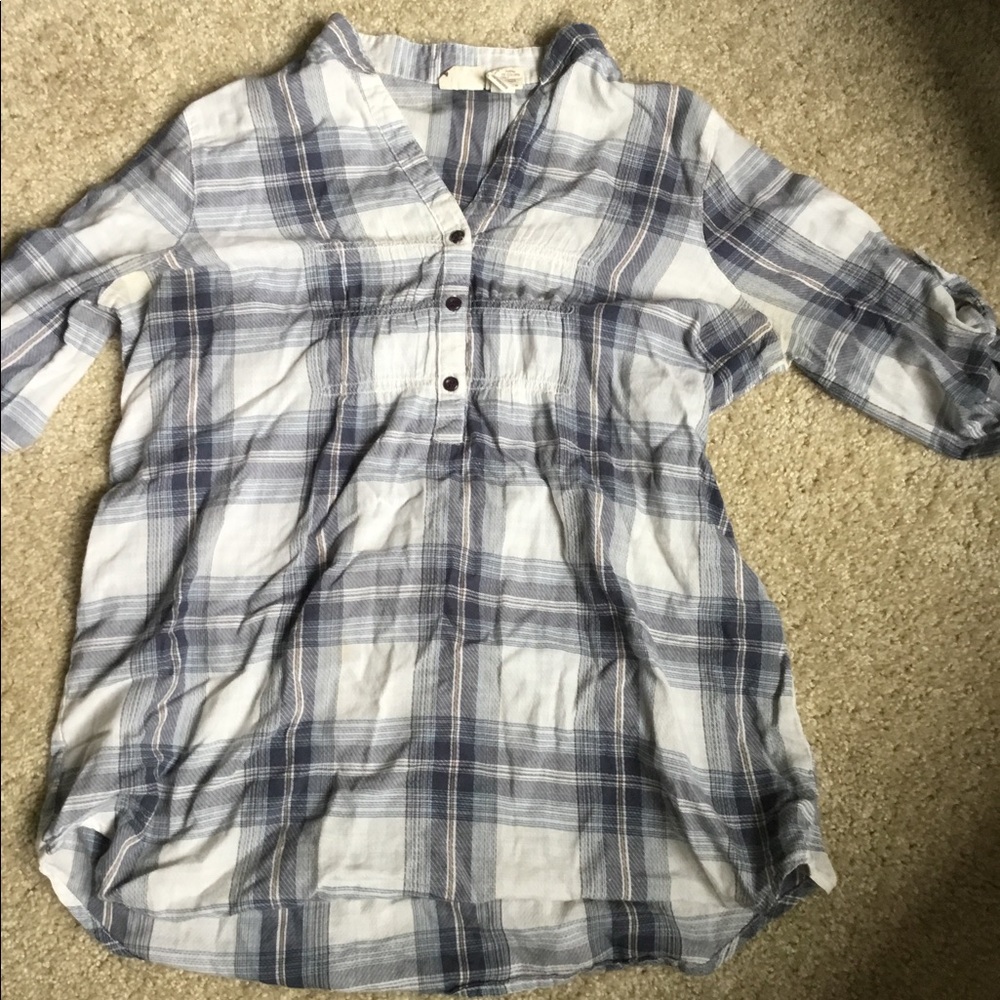 Blue plaid long shirt
